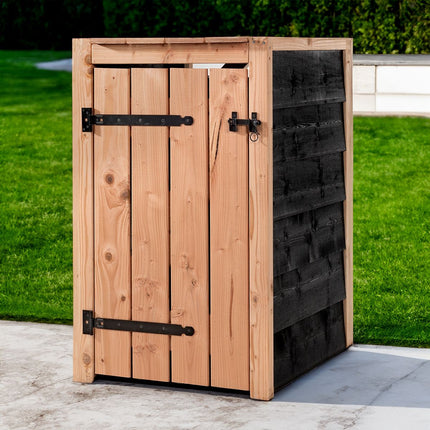siyah Douglas ahşabı çöp konteyneri kabini 1x 240 liter 73x88x119cm