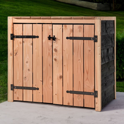 Cache-poubelle en bois de Douglas noir 2x 240 liter 134x88x119cm
