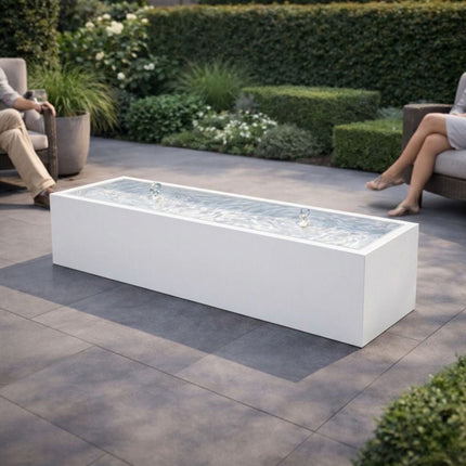 Langwerpige aluminium watertafel met fonteinen 200x60x40cm 39kg - Zuiver Wit (RAL 9010) - Doika - Watertafel - Geroba -  - TaulaAA8-9010