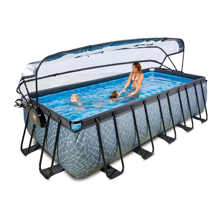 EXIT Pool Grau Stone mit Sandfilterpumpe und Überdachung 540 × 250 × 122 cm