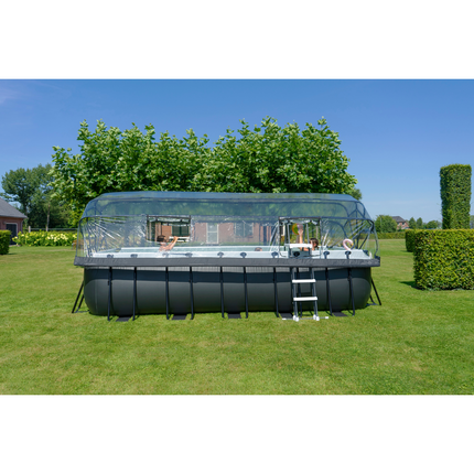EXIT Black Swimming Pool Black Leather with Sand Filter Pump and Enclosure and Heat Pump 540x250x122cm