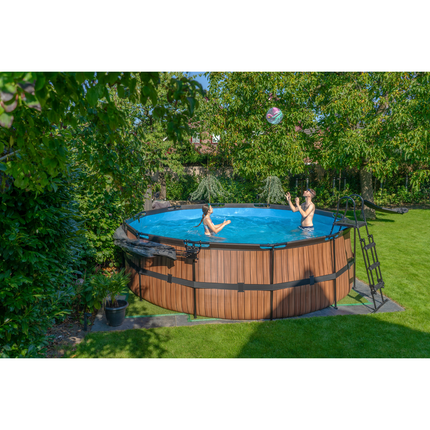 EXIT Pool Braun Wood mit Filterpumpe ø 450 × 122 cm