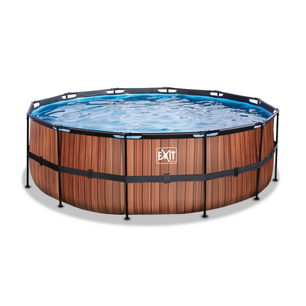 EXIT Pool Braun Wood mit Sandfilterpumpe ø 427 × 122 cm