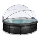 EXIT Pool Schwarz Black Leather mit Sandfilterpumpe und Überdachung ø 488 × 122 cm