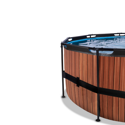 EXIT Pool Braun Wood mit Sandfilterpumpe ø 427 × 122 cm