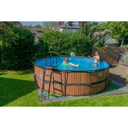EXIT Pool Braun Wood mit Filterpumpe ø 450 × 122 cm
