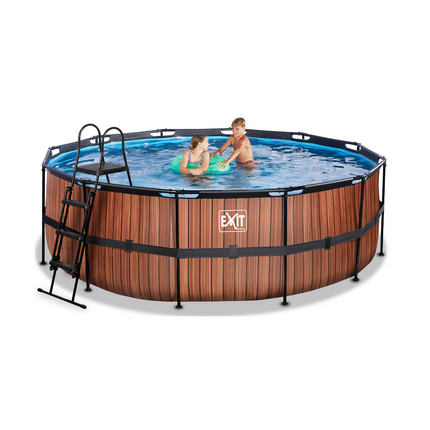 EXIT Pool Braun Wood mit Sandfilterpumpe ø 427 × 122 cm