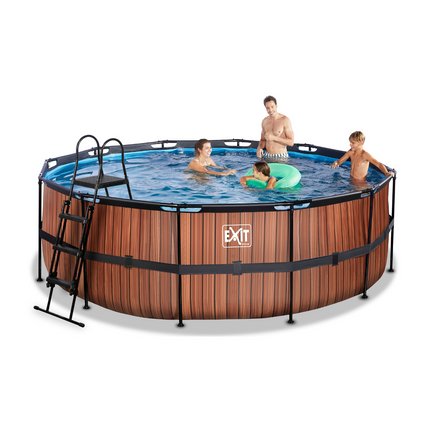 EXIT Pool Braun Wood mit Sandfilterpumpe ø 427 × 122 cm