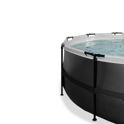 EXIT Black Leather zwembad ø488x122cm met filterpomp - zwart - Doika BV - Ronde zwembaden - EXIT Toys - 8720088267820 - 30.22.16.20