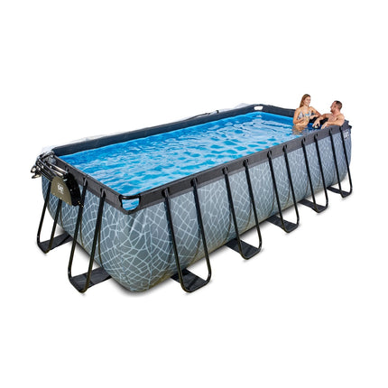 EXIT Stone zwembad 540x250x122cm met zandfilterpomp en overkapping - grijs - Doika BV - Rechthoekige zwembaden - EXIT Toys - 8720088262214 - 30.47.53.00
