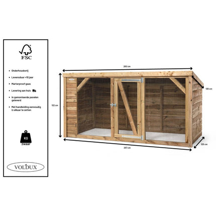Voldux Kippenhok Britt 260 x 130 x 132 cm - Doika BV - Kippenhok - Voldux - 8720569162293 - 8720569162293